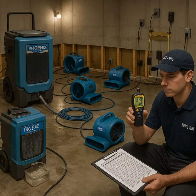 Structural Drying and Dehumidification process in New Milford, NJ